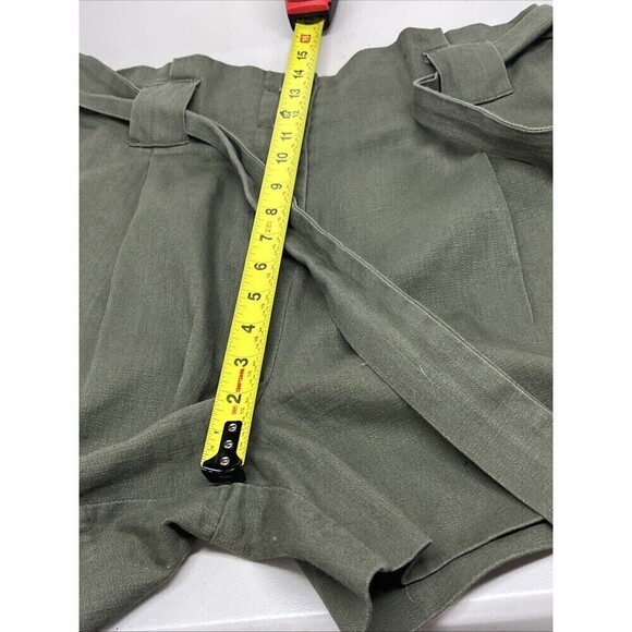ASOS  Button Front Short Size 8 Olive Green High Rise Tie Belt Pleats  Tailored - Picture 7 of 12